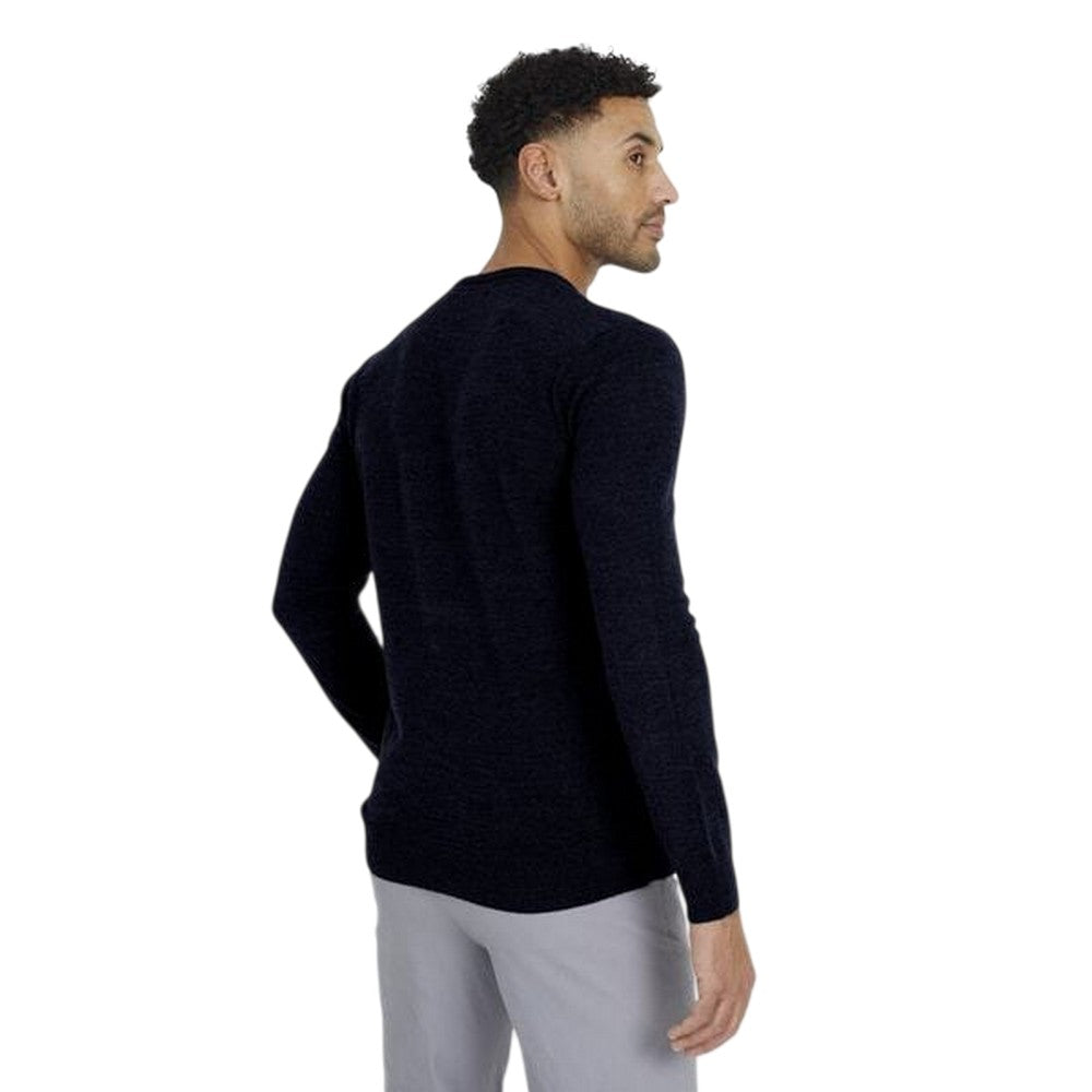 Midnight Navy - Back - Brave Soul Mens Flat Knit Crew Neck Jumper