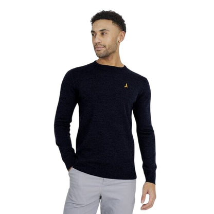 Midnight Navy - Side - Brave Soul Mens Flat Knit Crew Neck Jumper