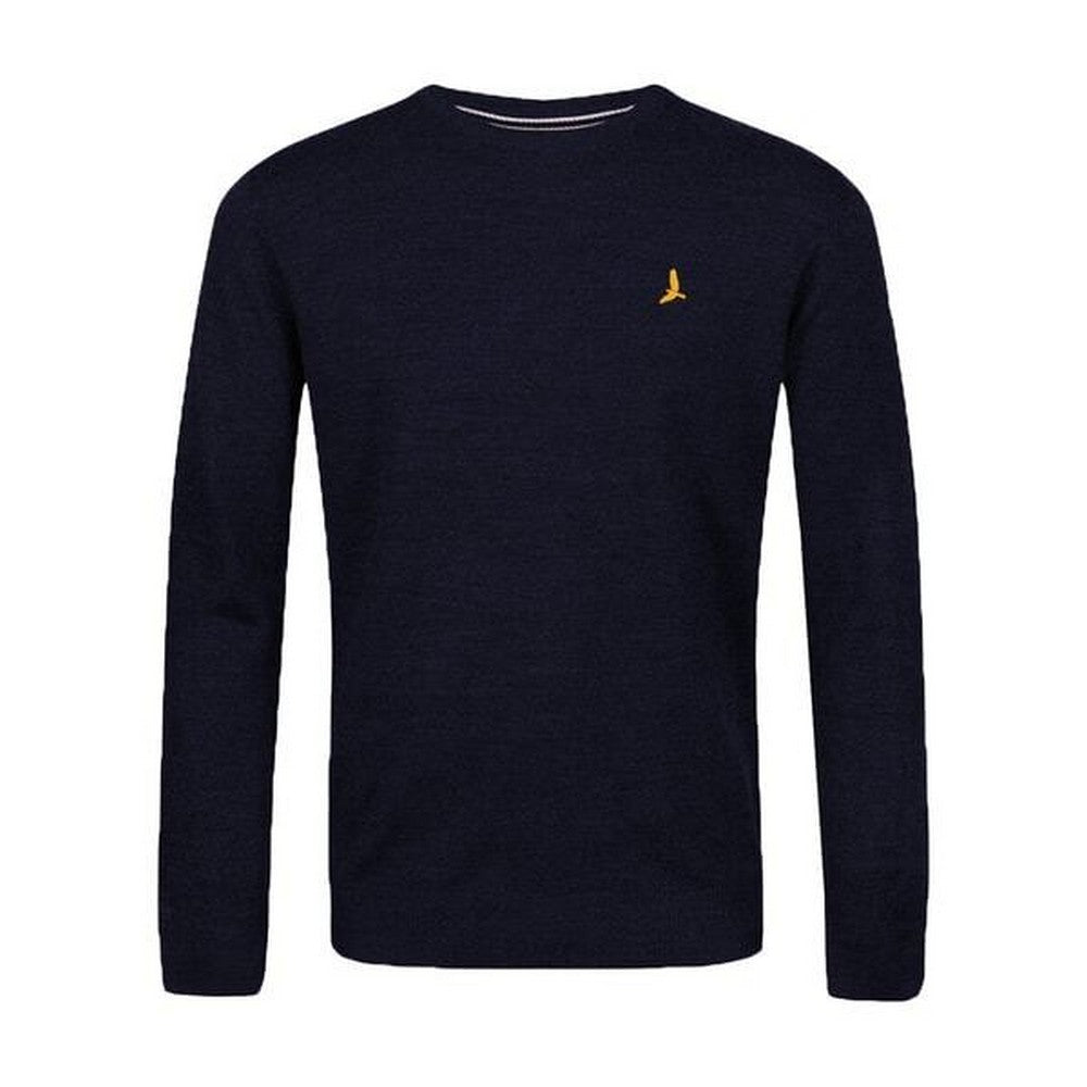 Midnight Navy - Front - Brave Soul Mens Flat Knit Crew Neck Jumper