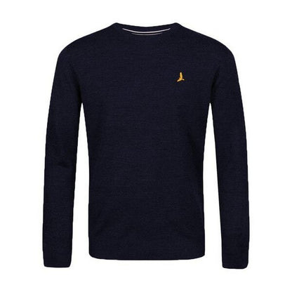 Midnight Navy - Front - Brave Soul Mens Flat Knit Crew Neck Jumper