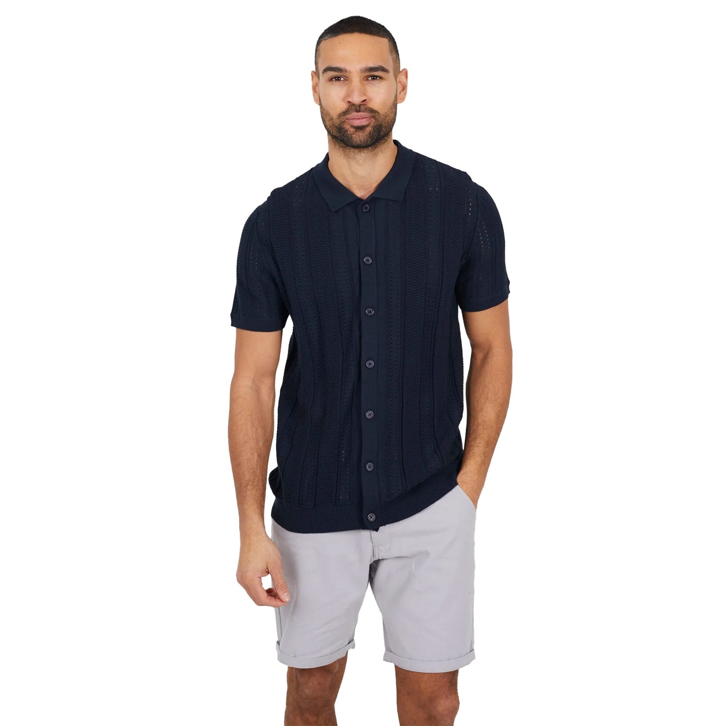 Dark Navy - Front - Brave Soul Mens Short-Sleeved Polo Shirt