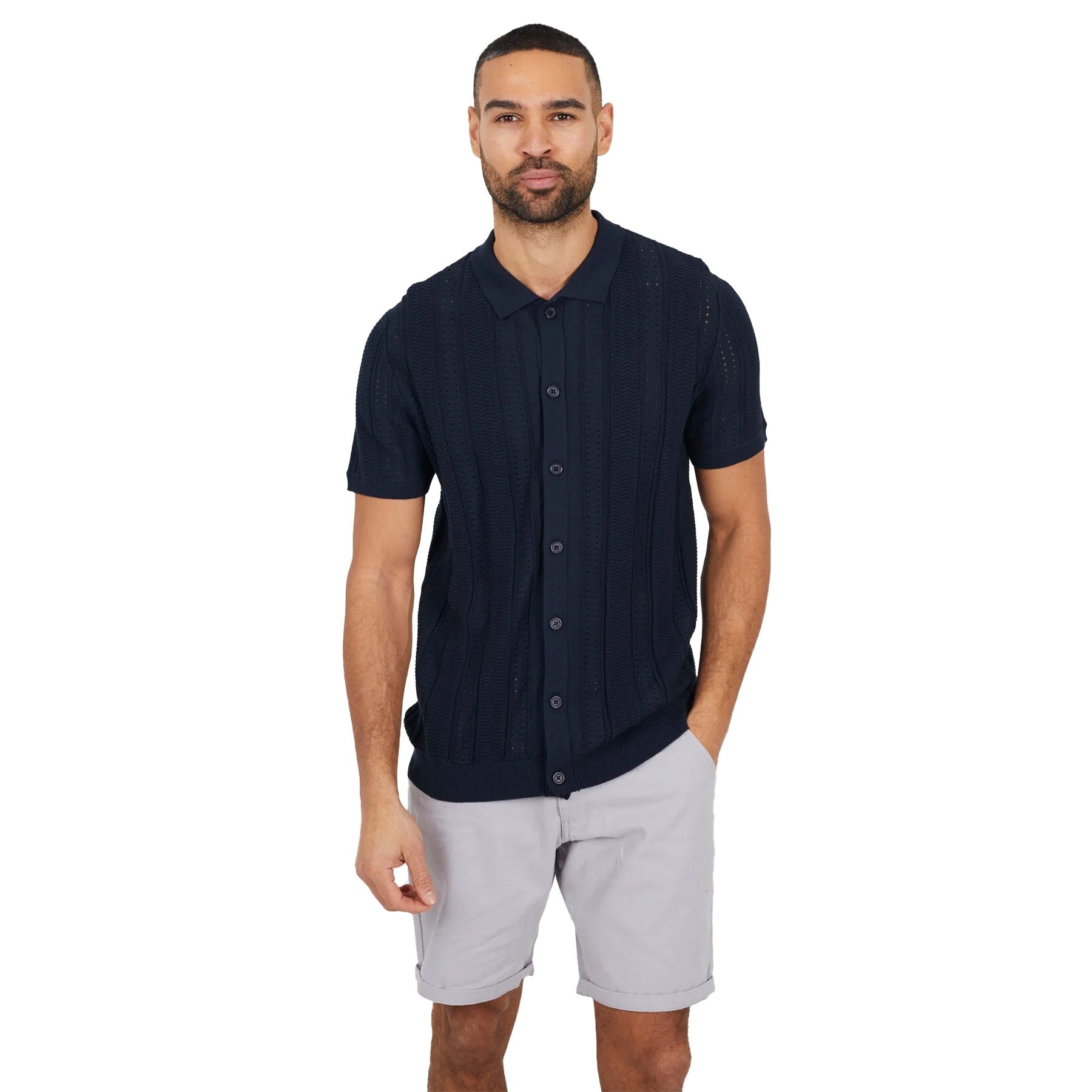 Dark Navy - Front - Brave Soul Mens Short-Sleeved Polo Shirt