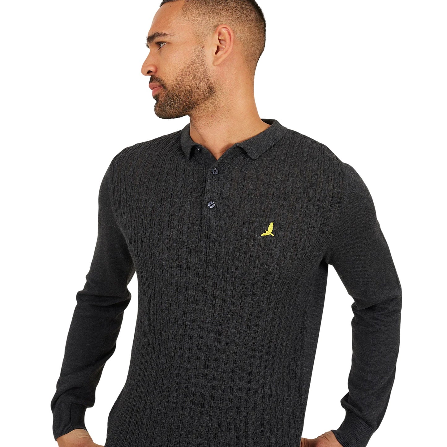 Charcoal Marl - Side - Brave Soul Mens Dillinger Knitted Long-Sleeved Jumper