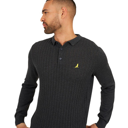 Charcoal Marl - Side - Brave Soul Mens Dillinger Knitted Long-Sleeved Jumper