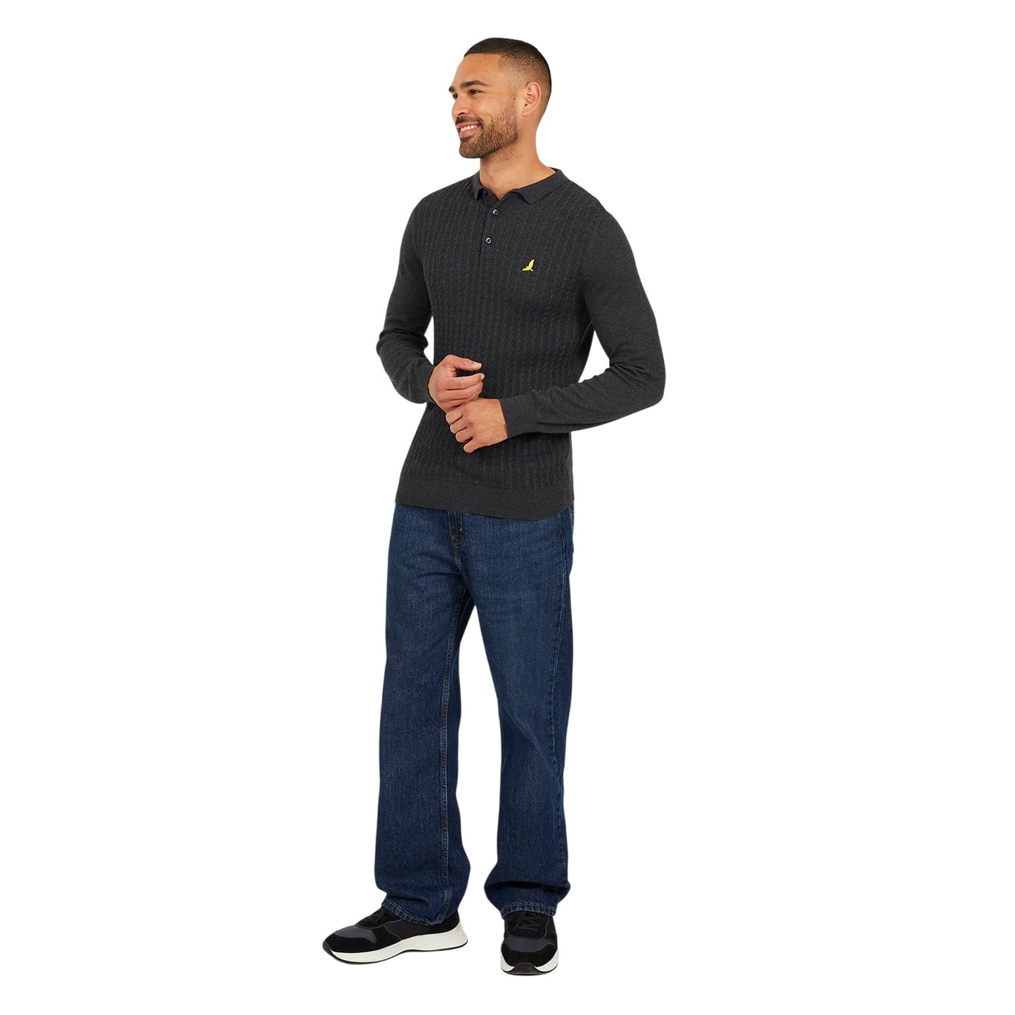 Charcoal Marl - Lifestyle - Brave Soul Mens Dillinger Knitted Long-Sleeved Jumper