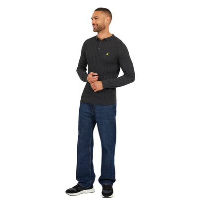 Charcoal Marl - Lifestyle - Brave Soul Mens Dillinger Knitted Long-Sleeved Jumper