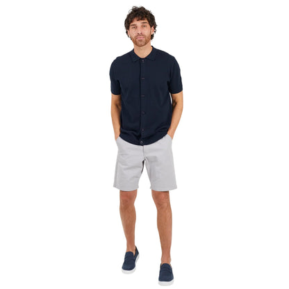 Midnight Navy - Side - Brave Soul Mens Knitted Button-Down Short-Sleeved Polo Shirt