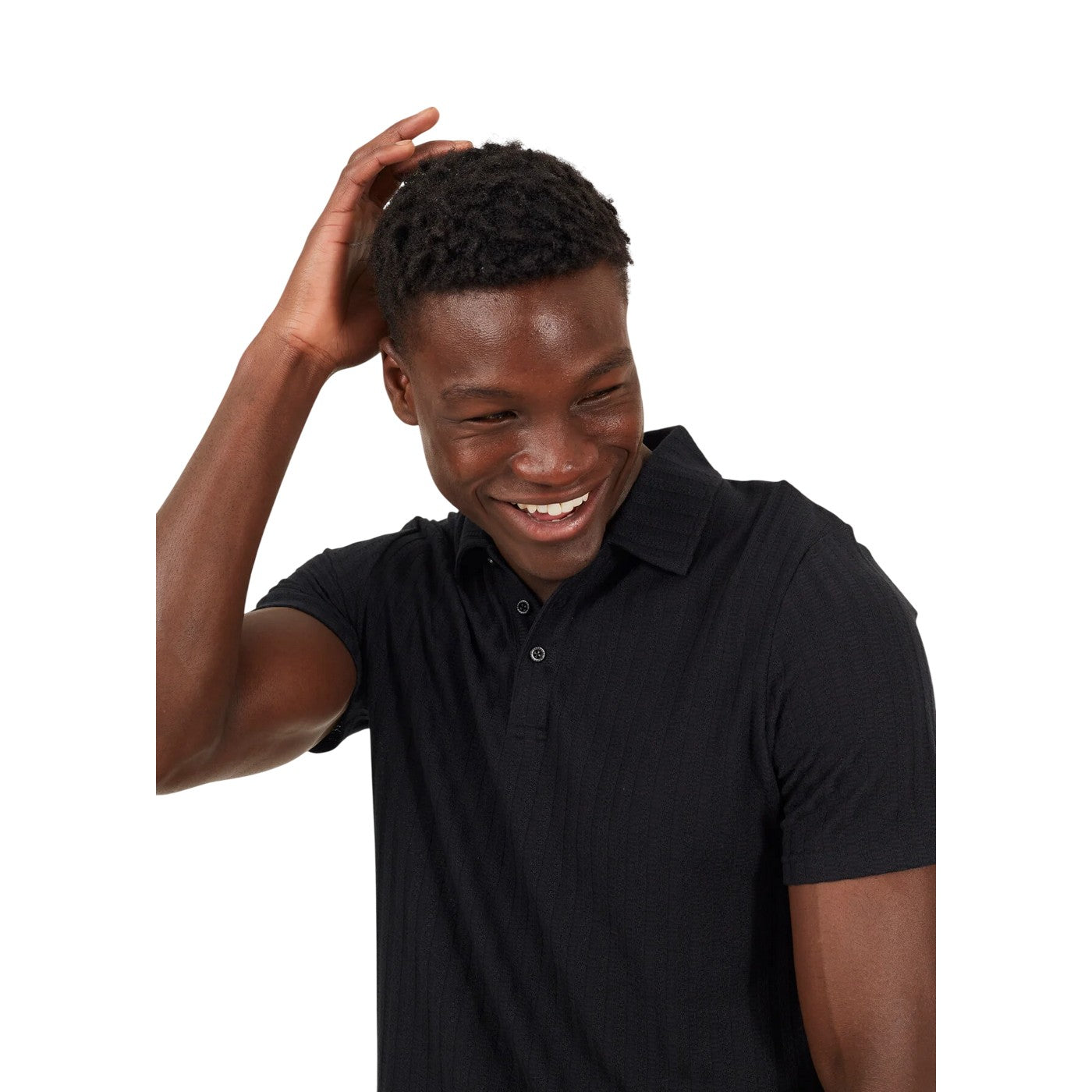 Jet Black - Side - Brave Soul Mens Textured Short-Sleeved Polo Shirt