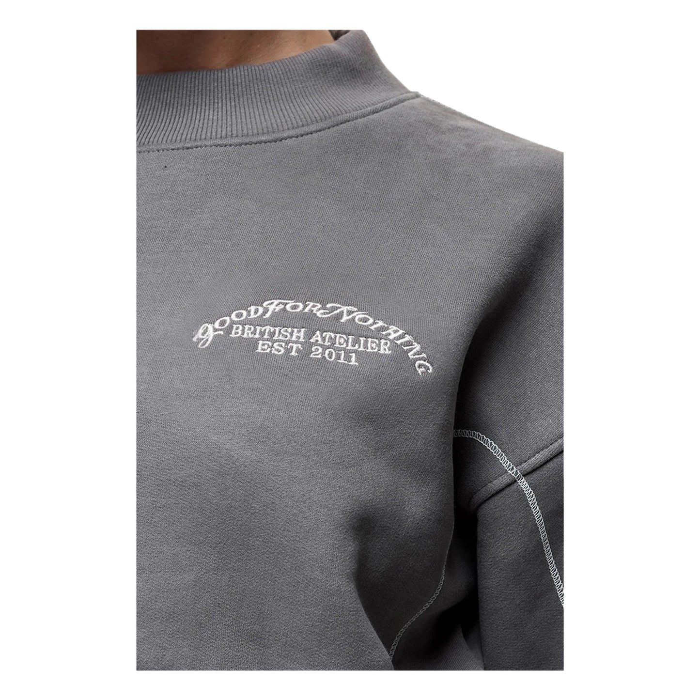 Gunmetal - Lifestyle - Brave Soul Womens-Ladies Atelier Cropped Sweatshirt