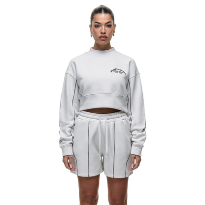 Off White - Front - Brave Soul Womens-Ladies Atelier Cropped Sweatshirt