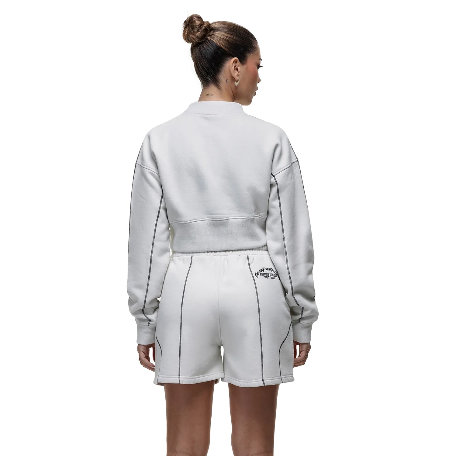 Off White - Back - Brave Soul Womens-Ladies Atelier Cropped Sweatshirt