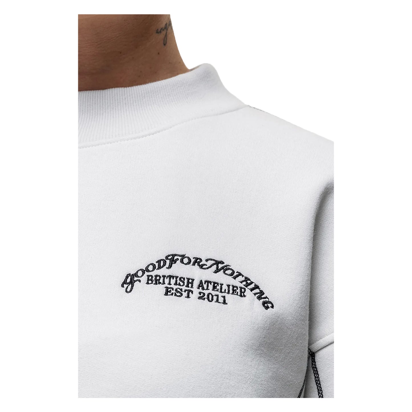 Off White - Side - Brave Soul Womens-Ladies Atelier Cropped Sweatshirt