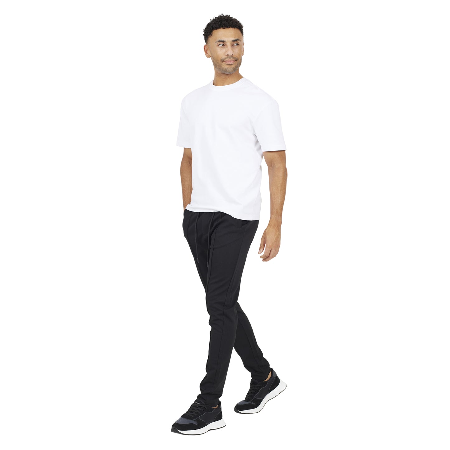 Jet Black - Side - Brave Soul Mens Open Hem Joggers