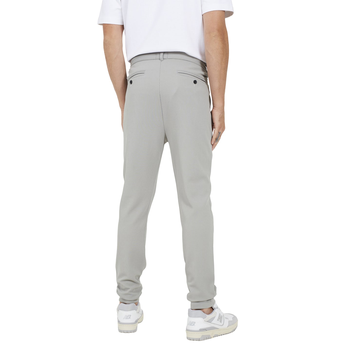 Light Grey - Back - Brave Soul Mens Open Hem Joggers