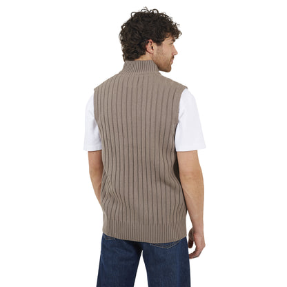 Iron Grey - Back - Brave Soul Mens Funnel Neck Sleeveless Jumper