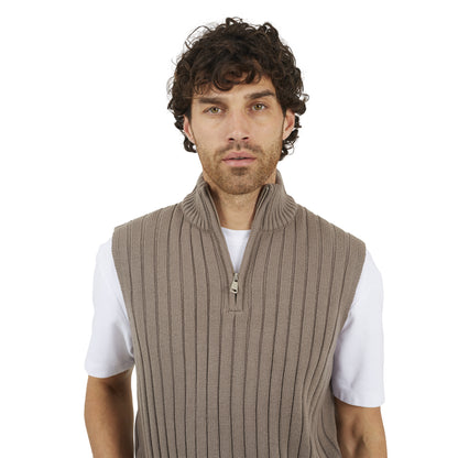 Iron Grey - Side - Brave Soul Mens Funnel Neck Sleeveless Jumper