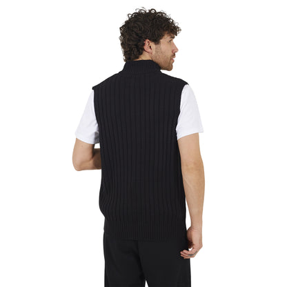 Jet Black - Back - Brave Soul Mens Funnel Neck Sleeveless Jumper