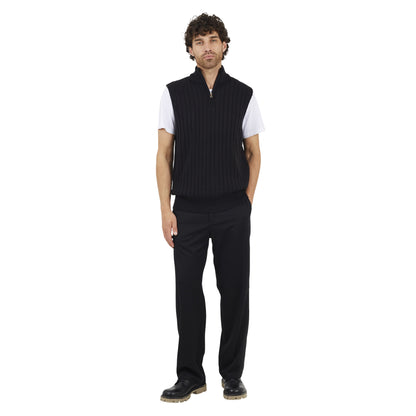 Jet Black - Lifestyle - Brave Soul Mens Funnel Neck Sleeveless Jumper