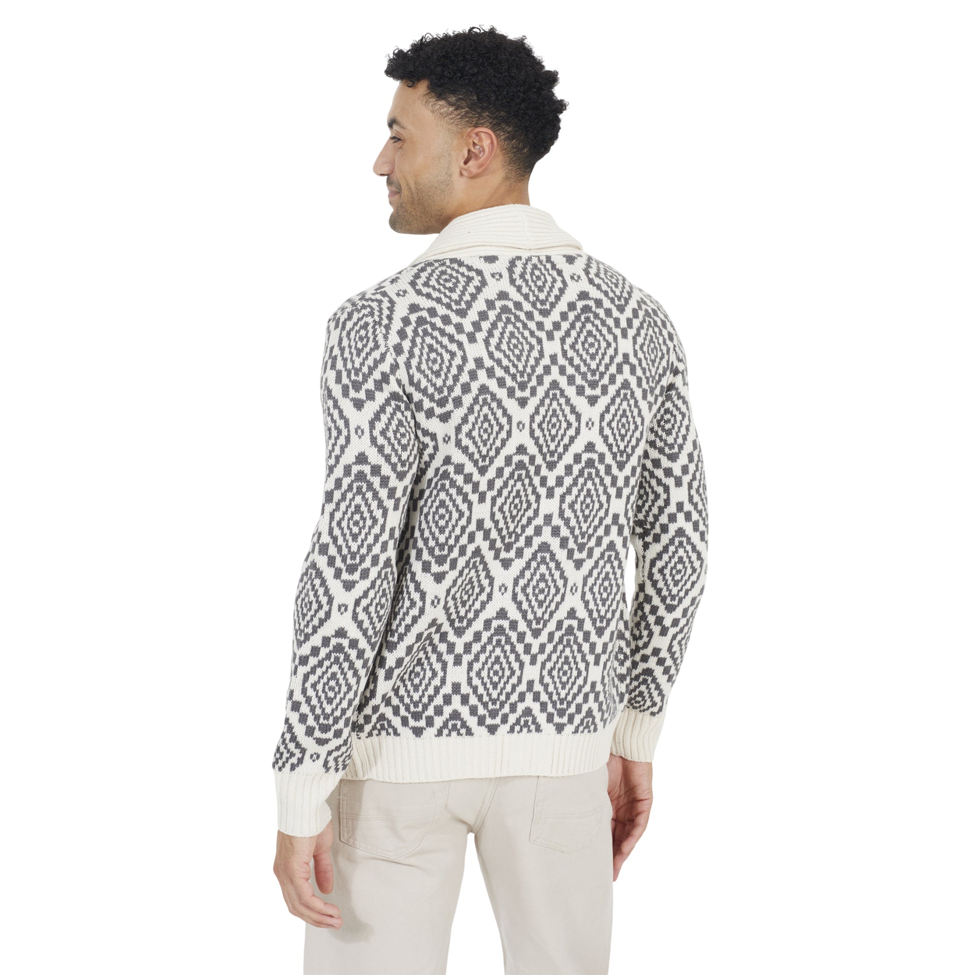 Oatmeal-Slate Grey - Back - Brave Soul Mens Shawl Collar Cardigan