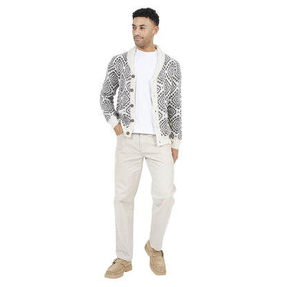 Oatmeal-Slate Grey - Lifestyle - Brave Soul Mens Shawl Collar Cardigan