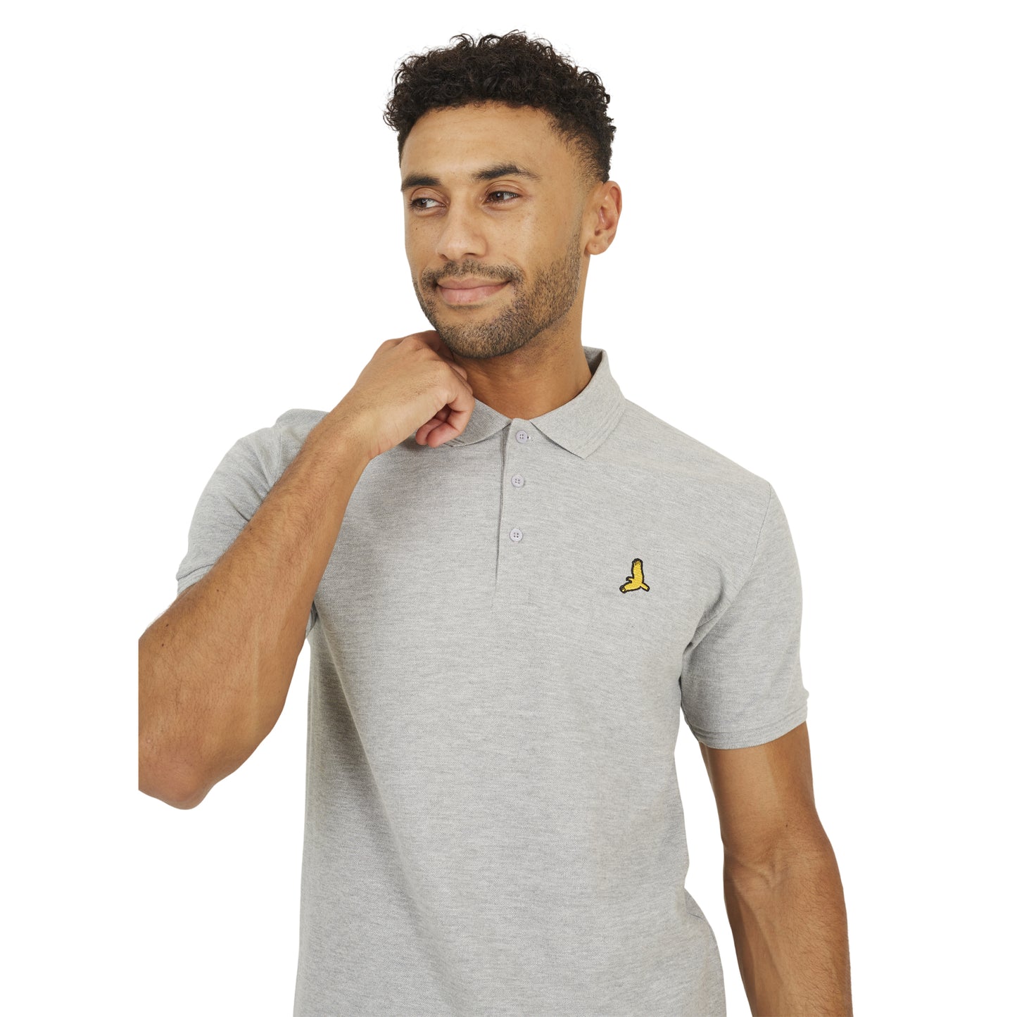 Light Grey Marl - Side - Brave Soul Mens Embroidered Logo Polo Shirt