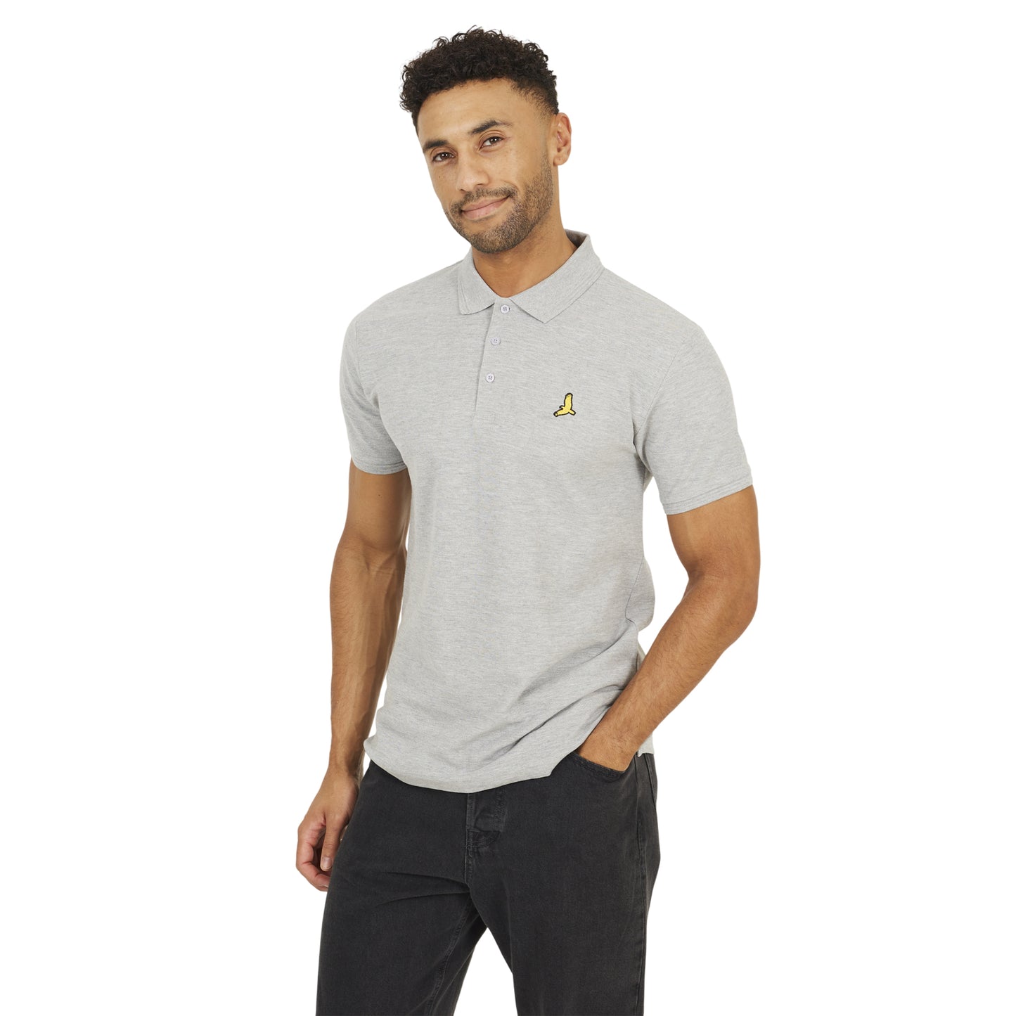 Light Grey Marl - Front - Brave Soul Mens Embroidered Logo Polo Shirt