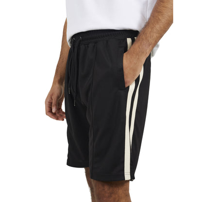 Jet Black - Front - Brave Soul Mens Knitted Tape Shorts