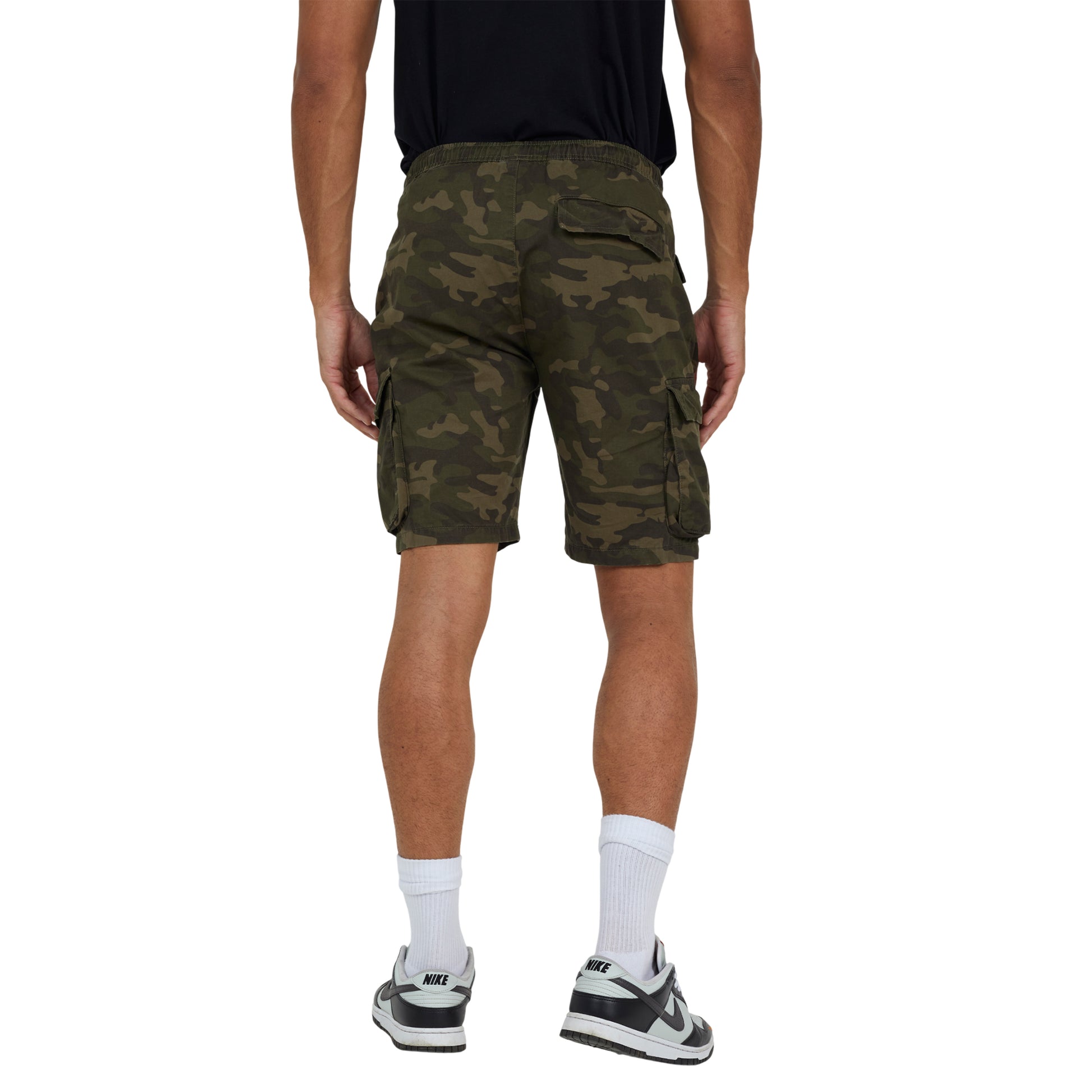 Khaki - Back - Brave Soul Mens Printed Camo Cargo Shorts