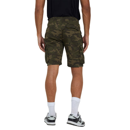 Khaki - Back - Brave Soul Mens Printed Camo Cargo Shorts