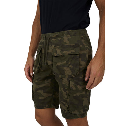 Khaki - Side - Brave Soul Mens Printed Camo Cargo Shorts