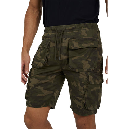 Khaki - Front - Brave Soul Mens Printed Camo Cargo Shorts
