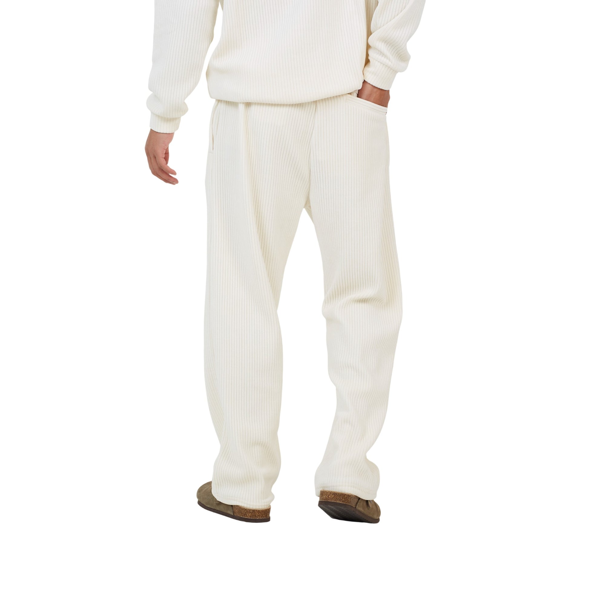 Cream - Back - Brave Soul Mens Open Hem Wide Leg Joggers