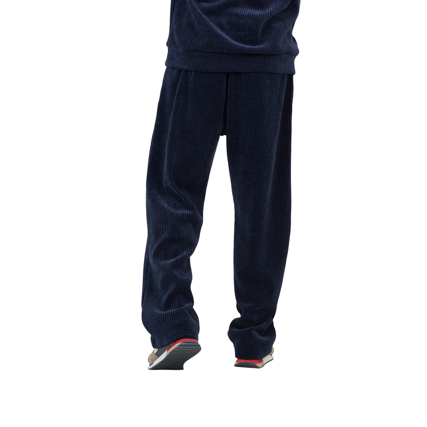 Navy - Back - Brave Soul Mens Open Hem Wide Leg Joggers