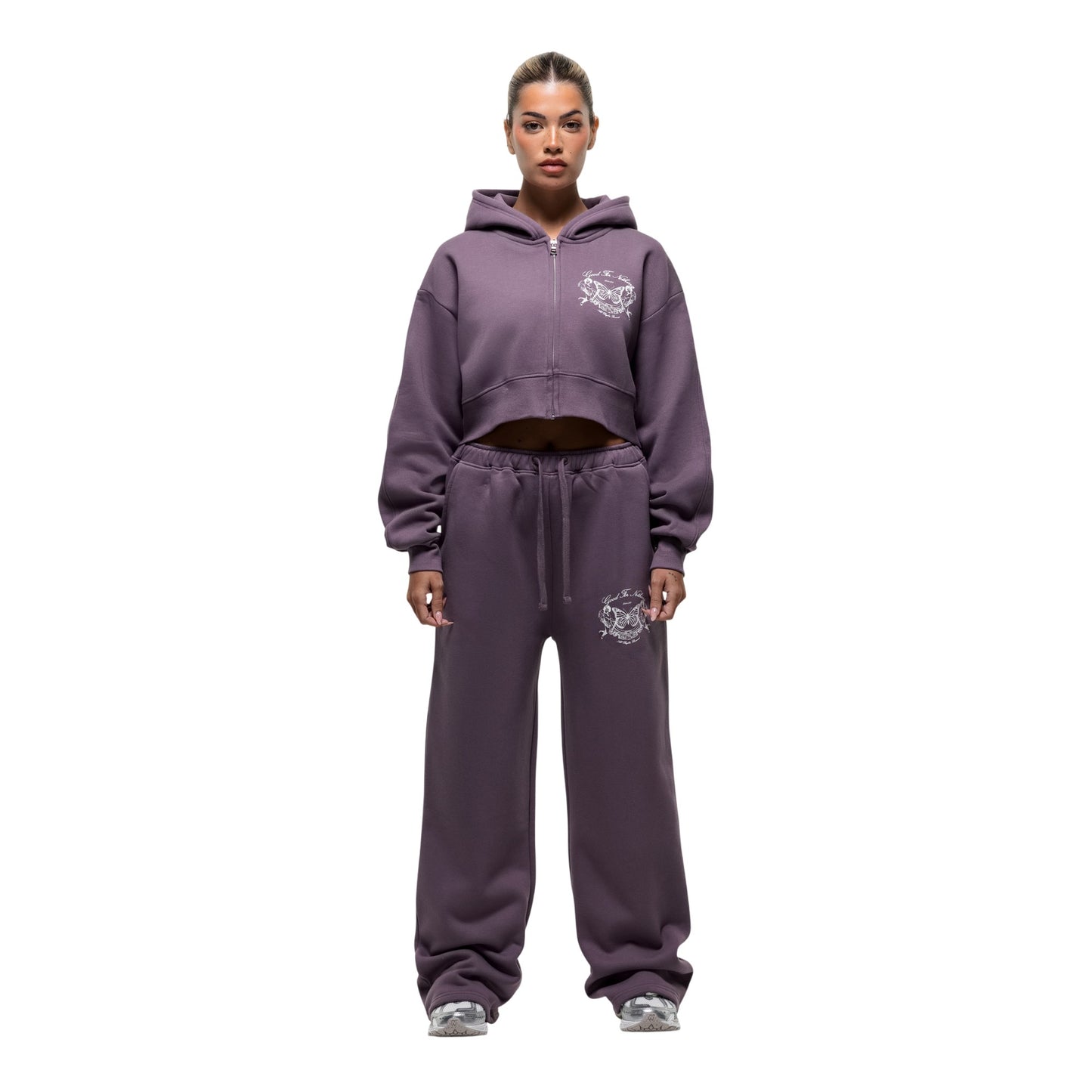 Purple - Lifestyle - Good For Nothing Womens-Ladies Angel Full Zip Crop Hoodie