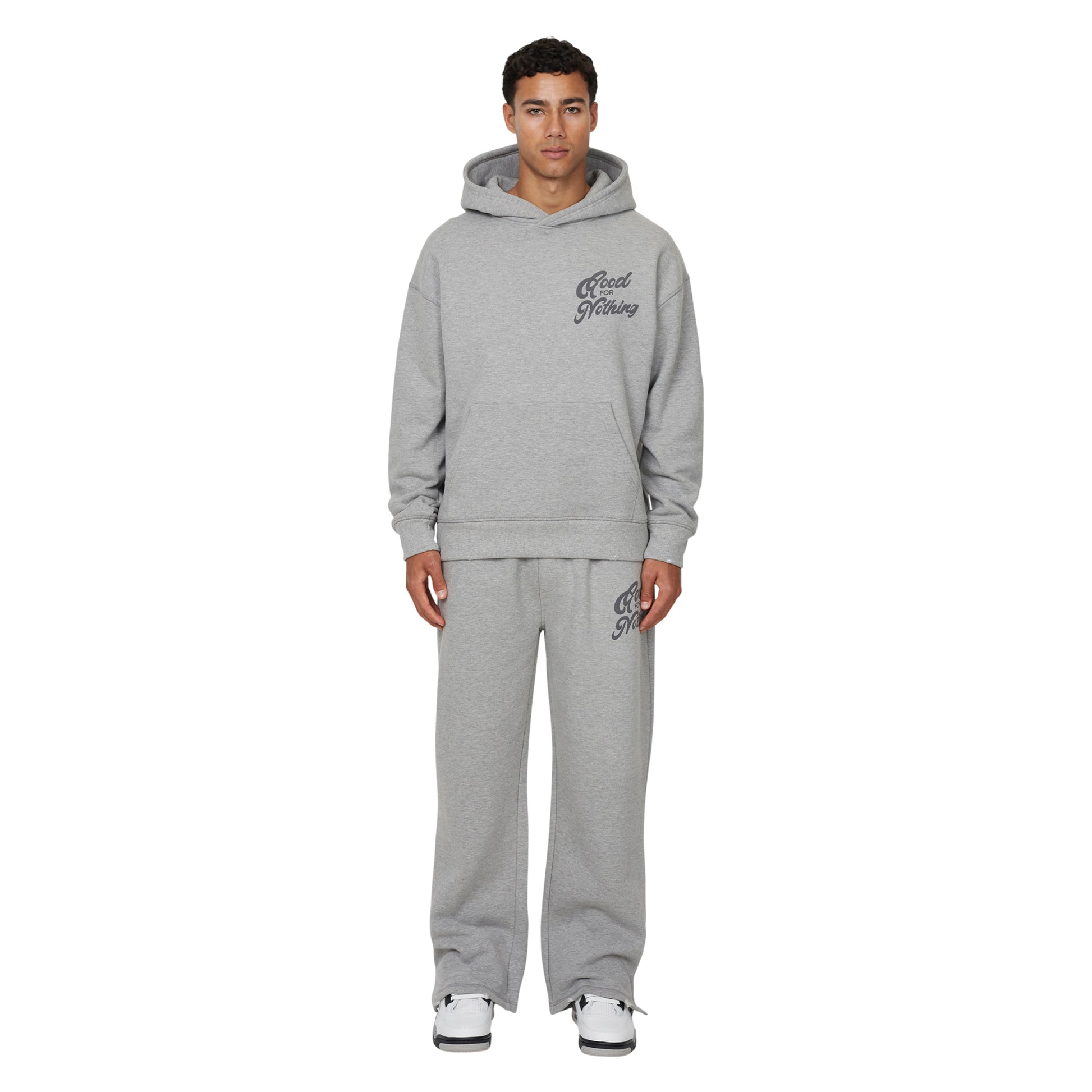 Grey - Lifestyle - Good For Nothing Mens Funky French Terry Pull Over Hoodie