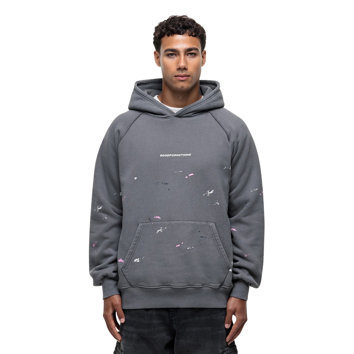 Grey - Front - Good For Nothing Mens Temperance Oversized Oversized Hoodie