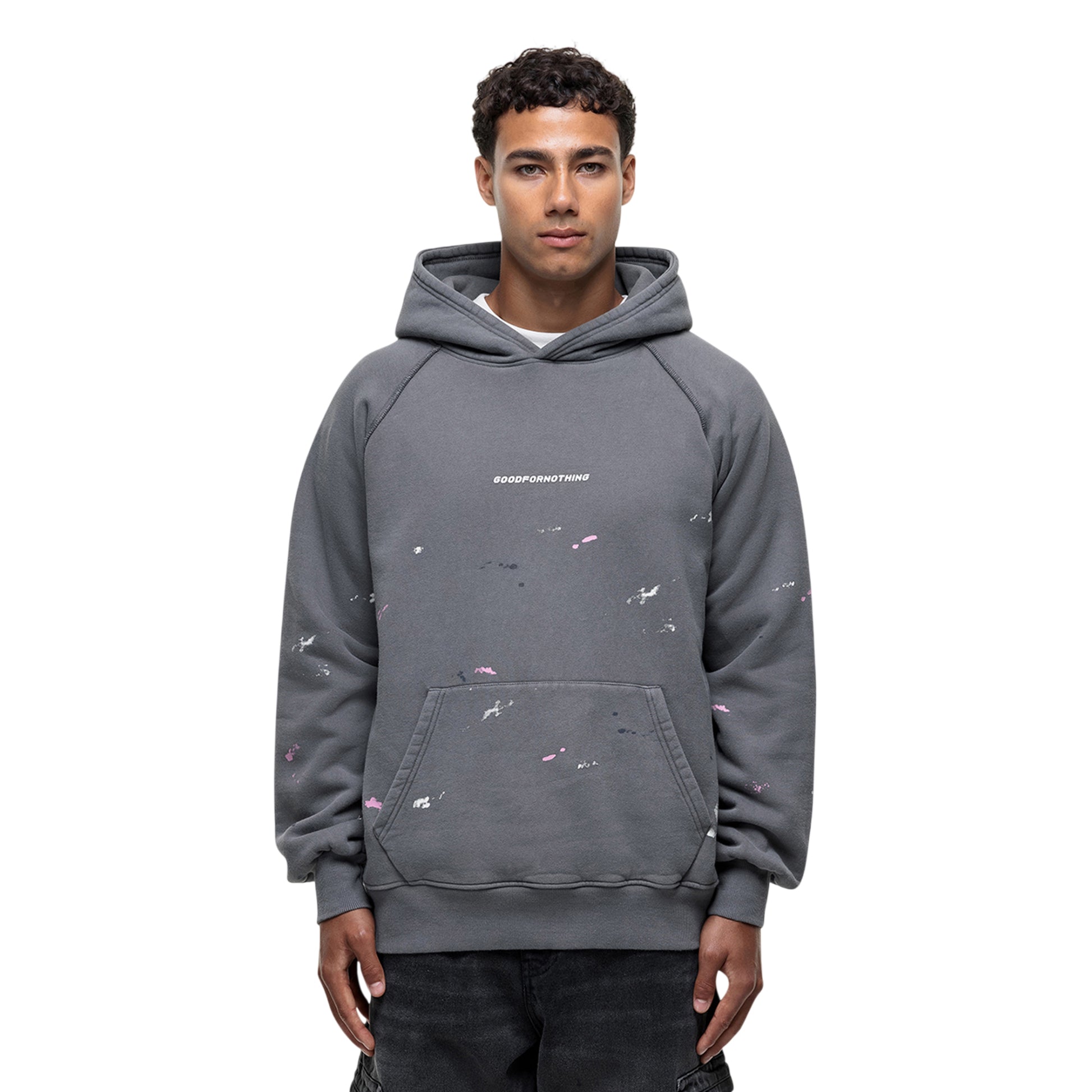 Grey - Front - Good For Nothing Mens Temperance Oversized Oversized Hoodie