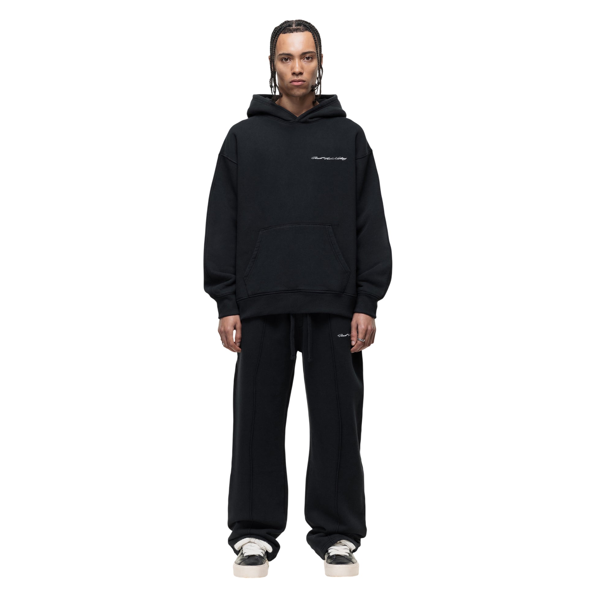 Black - Pack Shot - Good For Nothing Mens Scribble Pull Over Oversized Hoodie