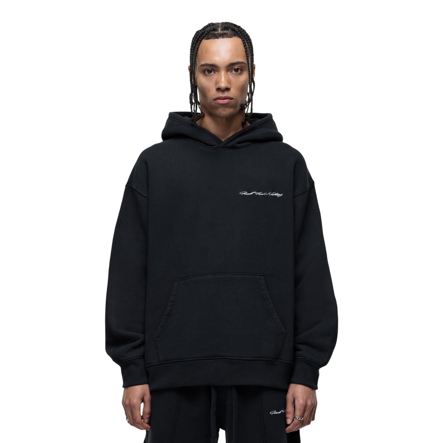 Black - Front - Good For Nothing Mens Scribble Pull Over Oversized Hoodie