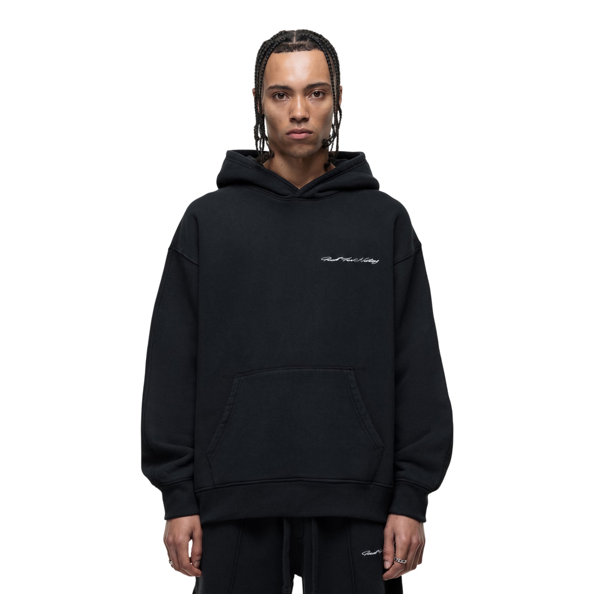 Black - Front - Good For Nothing Mens Scribble Pull Over Oversized Hoodie