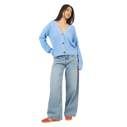 Blue - Lifestyle - Brave Soul Womens-Ladies Fisherman Ribbed Cardigan