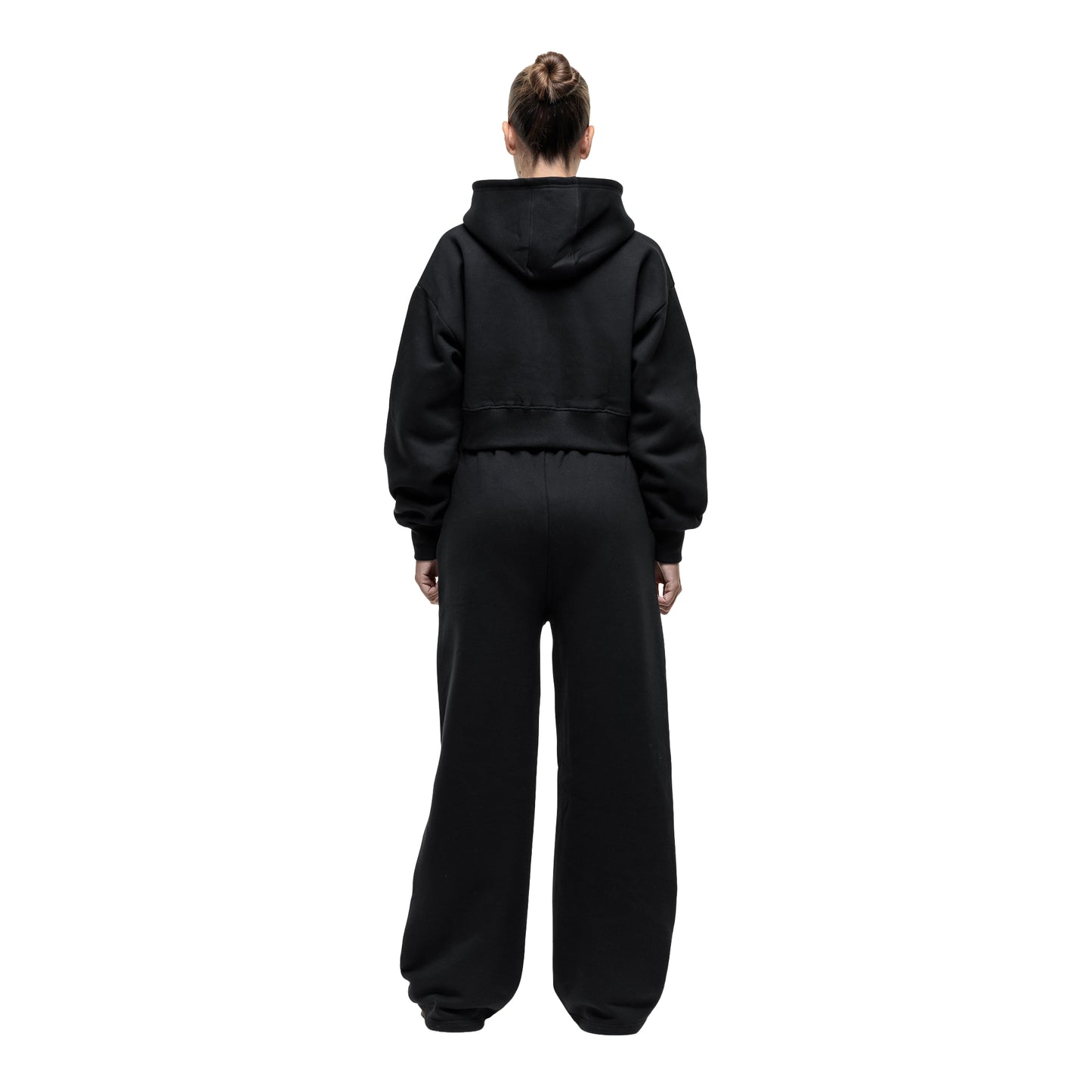 Black - Back - Good For Nothing Womens-Ladies Full Zip Crop Hoodie