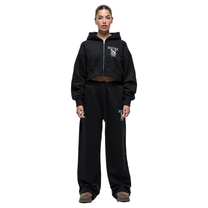 Black - Lifestyle - Good For Nothing Womens-Ladies Full Zip Crop Hoodie