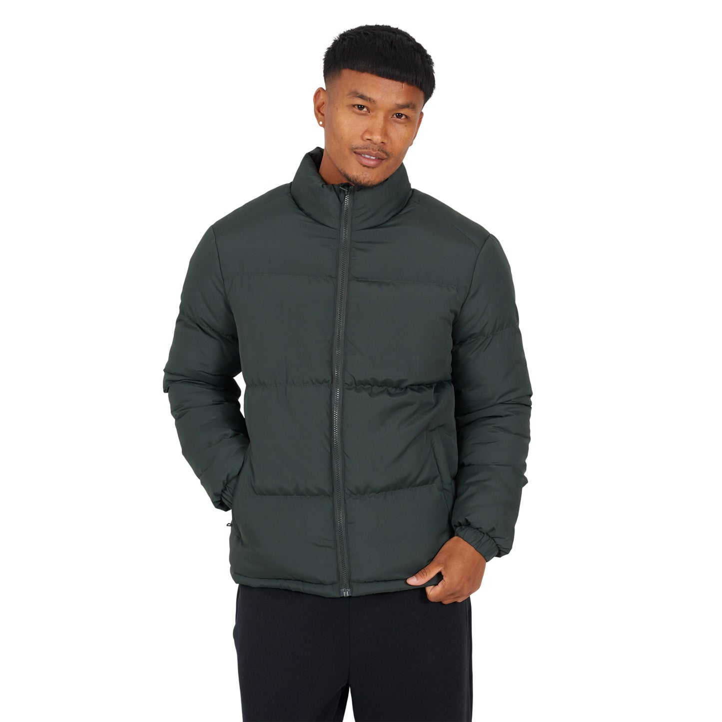Khaki - Front - Brave Soul Mens Padded Jacket