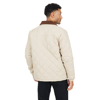 Stone - Back - Brave Soul Mens Quilted Padded Coach Jacket