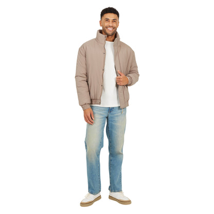 Taupe - Lifestyle - Brave Soul Mens Padded Oversized Bomber Jacket
