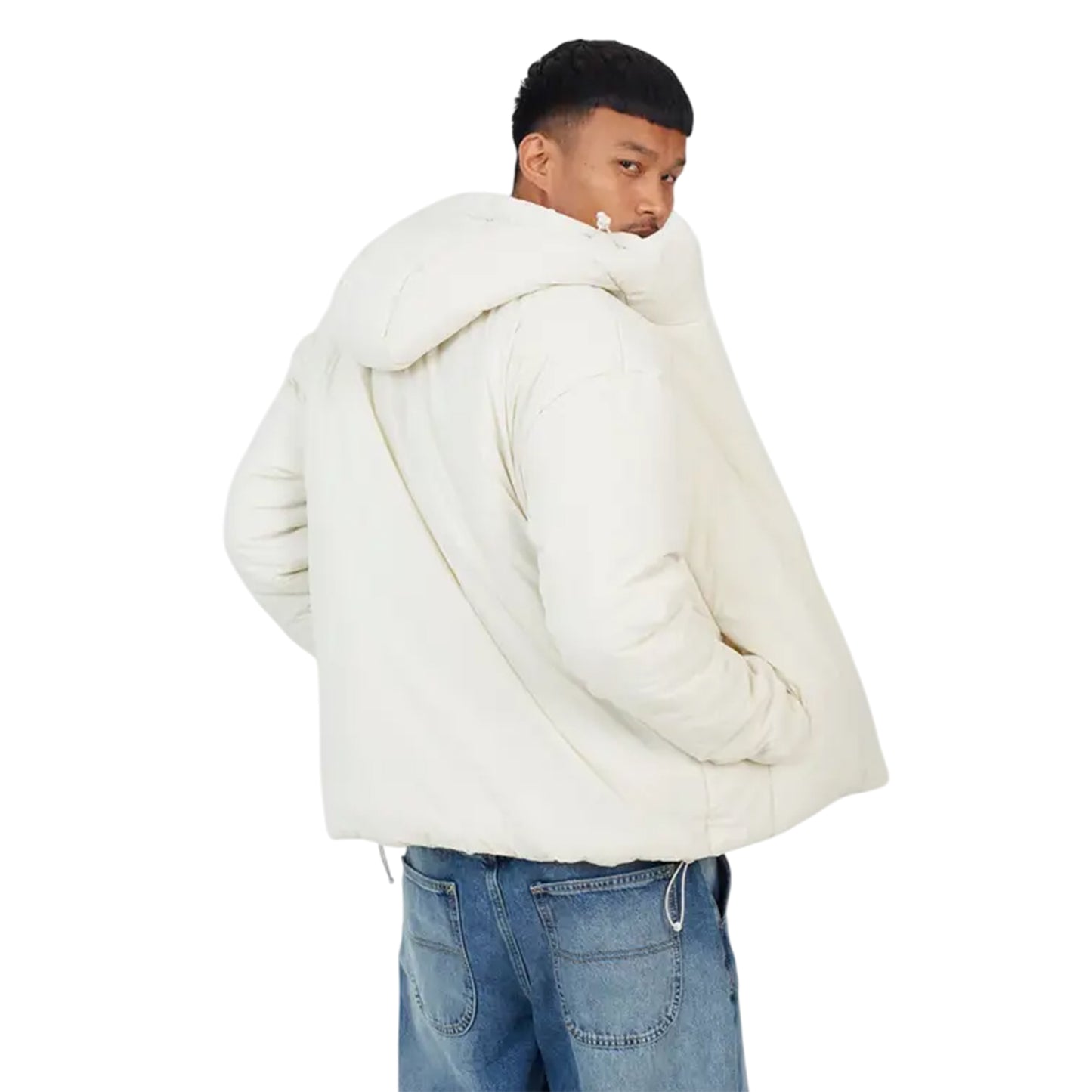 Light Stone - Back - Brave Soul Mens Padded Hooded Jacket