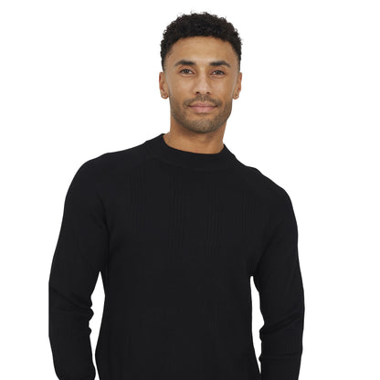 Jet Black - Side - Brave Soul Mens Knitted Long-Sleeved Jumper