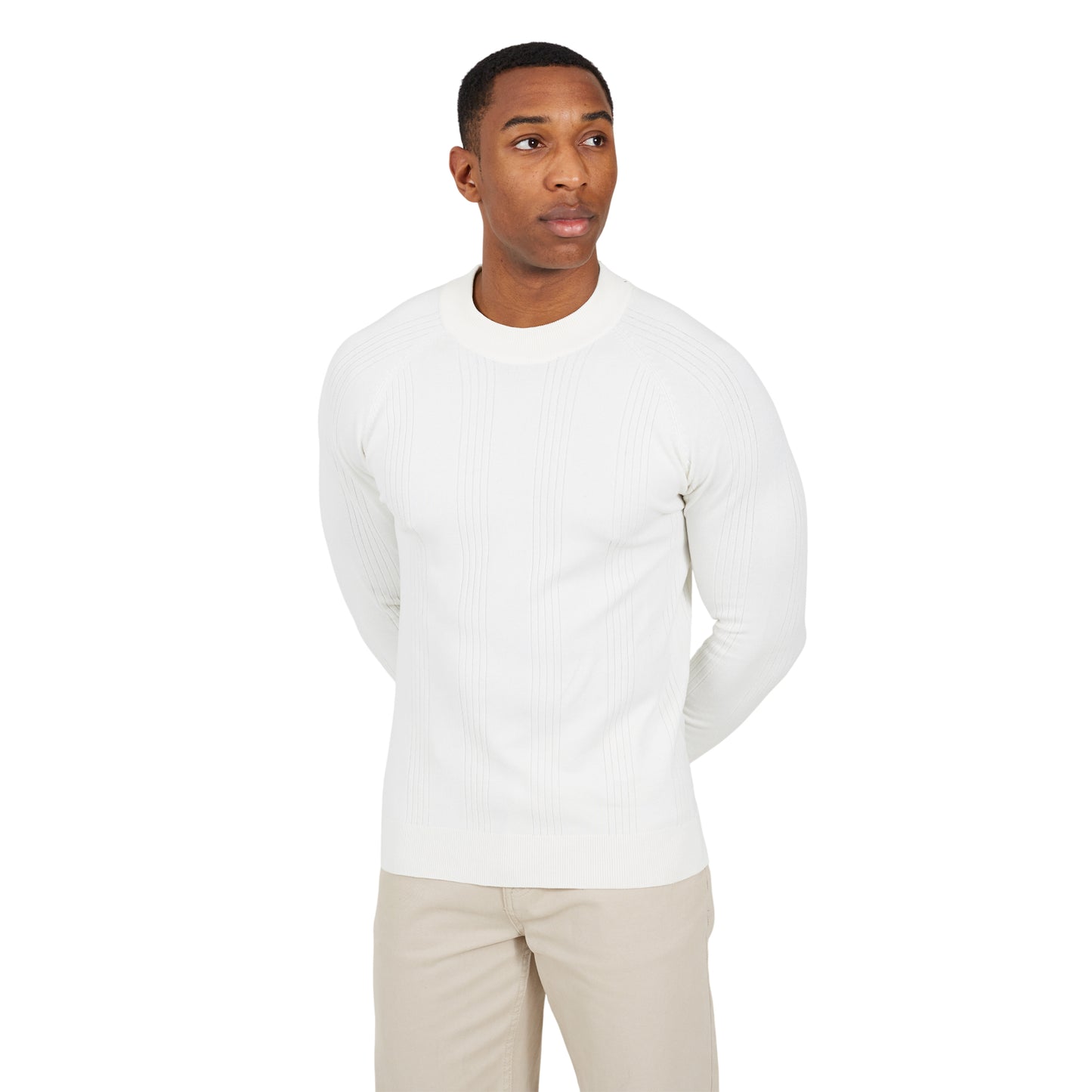 Vintage White - Front - Brave Soul Mens Knitted Long-Sleeved Jumper