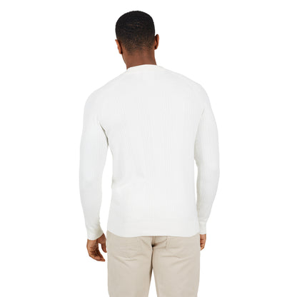Vintage White - Back - Brave Soul Mens Knitted Long-Sleeved Jumper
